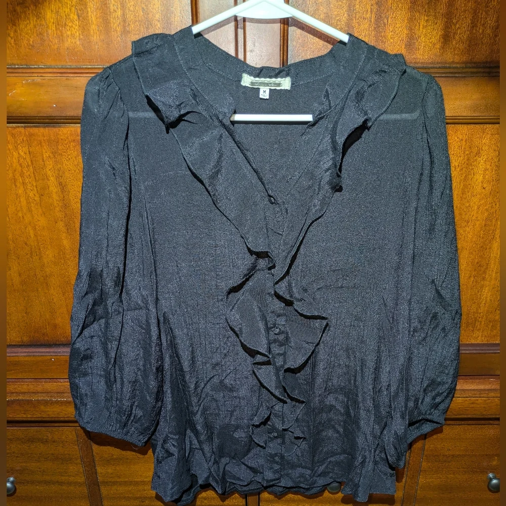Black Ruffle Top - Picture 2 of 11